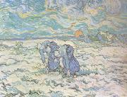 Vincent Van Gogh Two Peasant Women Digging in Field with Snow (nn04) USA oil painting reproduction
